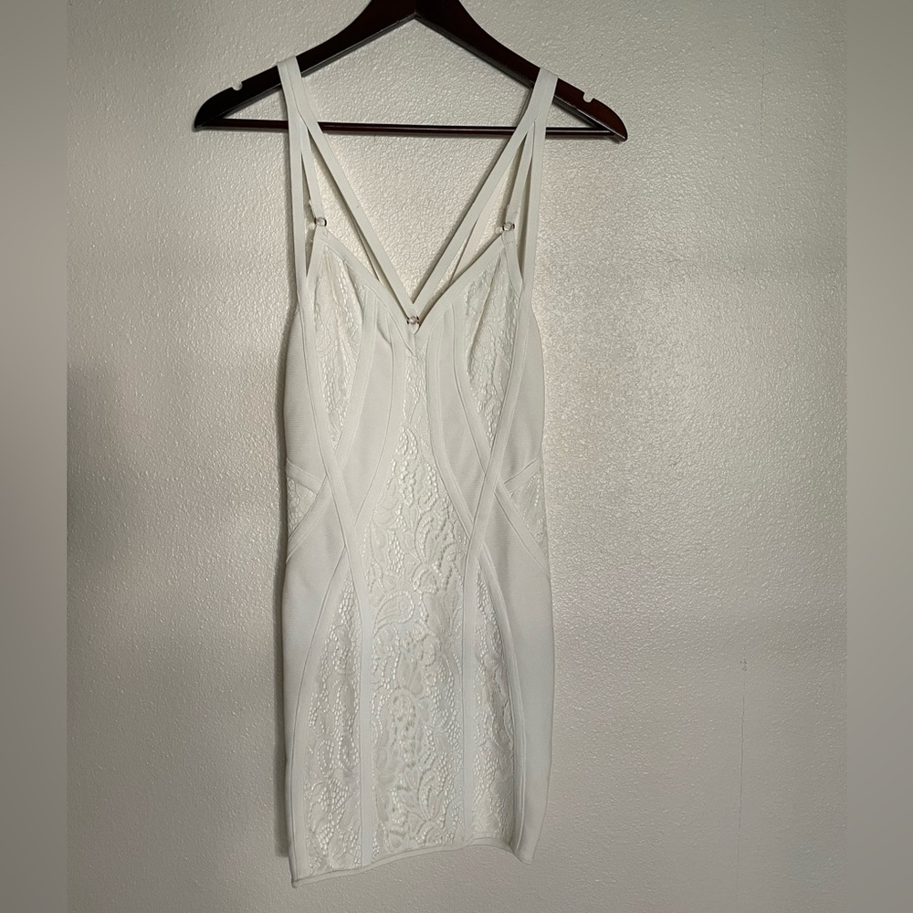 Bebe white bodycon dress